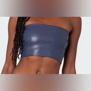 Edikted Mazie Faux Leather Bandeau Top